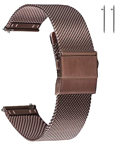 EACHE Edelstahl Mesh Uhrenarmband für Galaxy Watch3 41mm Mystic Bronze Verstellbare Mesh Uhrenarmbänder mit Schnellverschluss 20mm Retro Braun