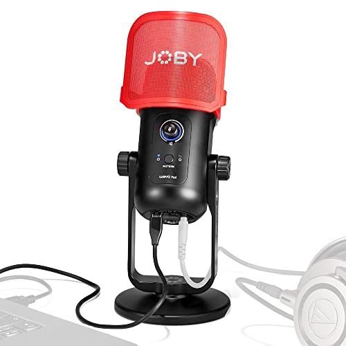 JOBY Wavo POD USB Condenser PC Microphone for Streaming, Podcasting, Mute and Gain Controls, Live Monitoring, Plug & Play for PC and Mac, ASMR Microphone, Condenser Microphones