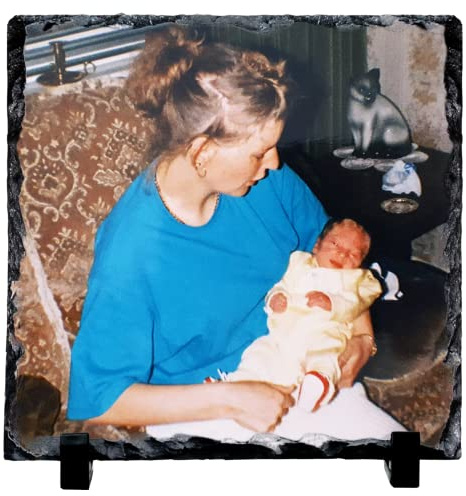 Personalised Photo Slate Plaque with Display Stand - 20cm Square
