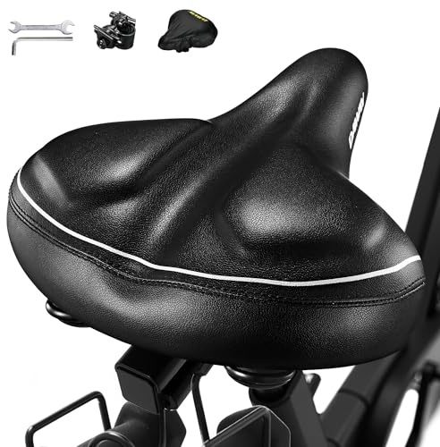 DAWAY C40i Ultra-Comfortable Oversized Bike Seat - Memory Foam Padded Bicycle Saddle for Men Women - Compatible with Peloton, Exercise, Mountain, and Road Bikes - Extra Wide Cushion, Shock Absorbing