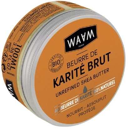 WAAM Cosmetics – Beurre de Karité Brut – Soin nourrissant et protecteur– BIO et naturel – Vegan – 100ml