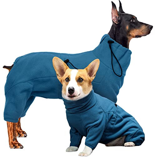 Hjyokuso Dog Winter Coat Soft Fleece Pullover Pajamas, Pet Windproof Warm Cold Weather Jacket Vest Cozy Onesie Jumpsuit Apparel Outfit Clothes for Small Medium Large Dogs Walking Hiking Travel Sleep