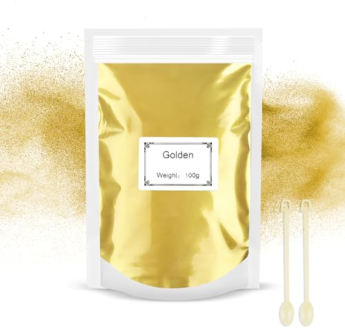 Epoxidharz Farbe Mica Pulver 100g, Metallic Farbe Resin Pulverfarbe Geeignet für Seifenfarbe, Lipgloss, Nagellack, Make-up, Epoxidharz, Kerzenherstellung, Badebombe, Schleim (Golden)…