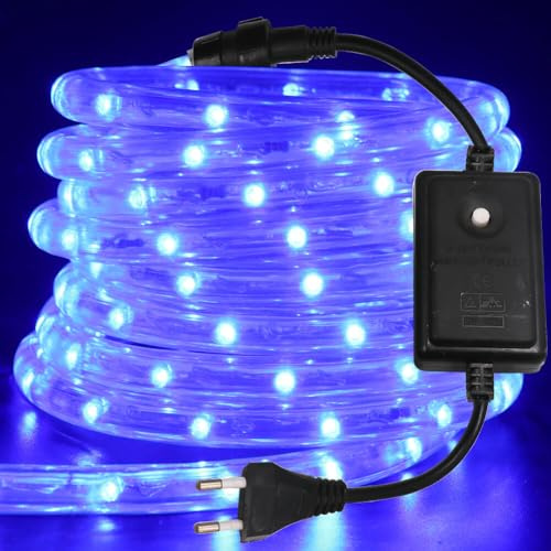 HEGEHE - 220V Striscia LED da esterno [5m, Blu], IP67 Impermeabile Flessibile, 36 LEDs/m Tubo LED da interno, Illuminazione a 360°, Decorazione per casa e negozio