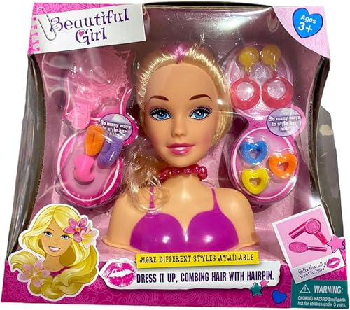 PEBBLE HUG Beautiful Hair Doll Head With Styling– B369-19, Entertaining & Fun, Present For Girls, Fashion Princess Dolls Styling Head Face Doll Hair Accessories