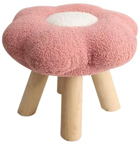 Jeorywoet Foot Stool Stool Comfortable Pouf Flower Shape Shoe Bench with Wooden Quiet & Anti-slip Legs Padded Footrest Foot Rest For Living Room Entryway Office, Small Wooden Stool