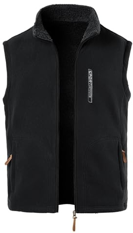 MeiLayM Homme Polaire Automne Hiver Veste Polaire légère Gilet Respirant Micropolaire Anti Peluche Manteau Zipée Sport Veste de Photographie D'extérieur avec Poches Zippées Veste, Noir, 3XL