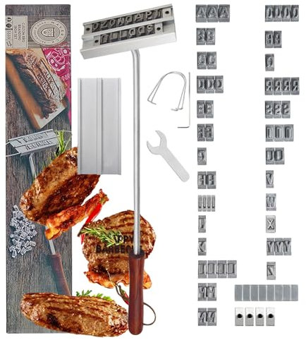 MKNZOME Brennstempel für Holz, Brandeisen für Holz mit Austauschbaren Buchstaben BBQ Grill Brandeisen Personalisiert zum Branding von Steaks, Burgern, Hühnchen, Fleisch