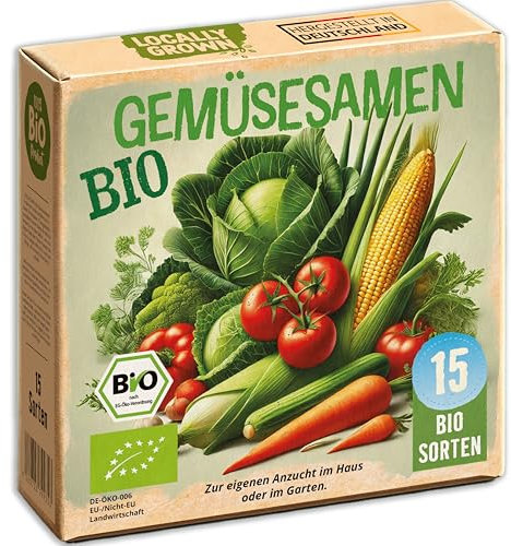 Gemüse Samen Set - 15 Sorten BIO Samen - Gemüsesamen - Saatgut Gemüse - Hochbeet Zubehör - Sämereien Saatgut Set Gurke Karotte Salat & mehr (inkl. E-Book)