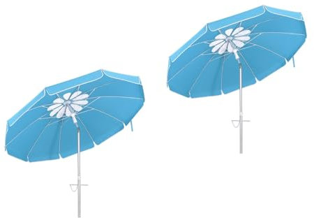 PRETYZOOM Strandschirm Strand UPF 50+ Sonnenschirm Balkon - Windfest Stabil mit Bodenhülse & Drehstange und Tragetasche für Balkon Garten & Terrasse (1 Stück)