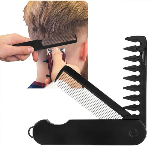 2-In-1 Folding Pocket Comb for Men,Folding Comb Travel Foldable Brush Co/mb Portable Hair Brush,Portable Fine Tooth & Wide Tooth Travel Co-mb,Foldable Hair Br/ush,Fold-ing Co/mb,Tra-vel Br/ush