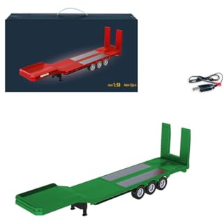 1:18 RC Semi Camion, 6x4 770S, camion radiocomandato con trazione posteriore, illuminazione a LED ed effetti sonori, regalo per adulti (semirimorchio piano, piano, verde)