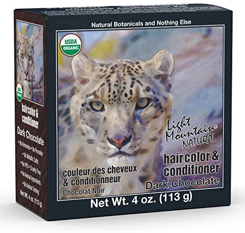 Light Mountain Henna Hair Color & Conditioner - Dark Chocolate Hair Dye for Men/Women, Organic Henna Leaf Powder and Botanicals, Chemical-Free, Semi-Permanent Hair Color, 4 Oz