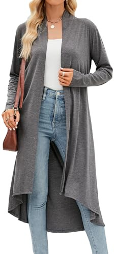 POGTMM Womens Summer Maternity Colthing Long Cardigan Open Front Lightweight Cardigans 2024 (Dark Grey, XL)