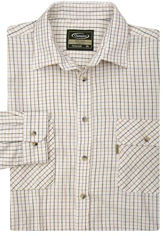 Tom Hagen Mens Work Shirts Brushed Cotton Yarn Dyed Flannel Long Sleeve Stylish Check Pattern (Large, Country Beige)