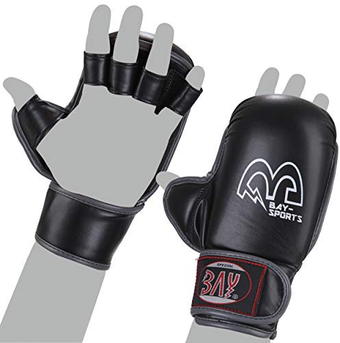 BAY Cage Fighter MMA Handschuhe Sparring Training Krav MAGA schwarz Kinder Erwachsen (XS)