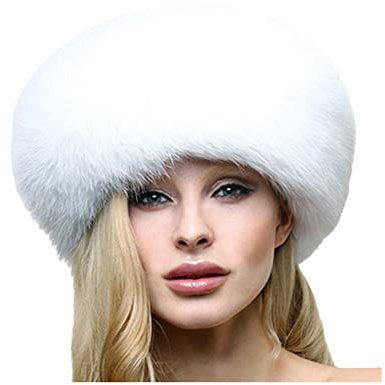 Acrawnni Womens Faux Fur Russian Thick Warm Headband Winter Warm Skiing Cap Fluffy Earwarmer Earmuff Hat (White, One Size)