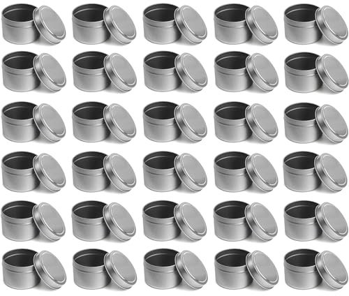 ZEAYEA 30 Pcs Candle Tins, 4 oz /120ml Round Metal Tins with Lids