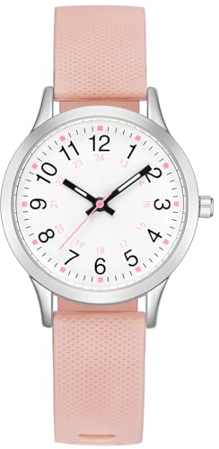 CIVO Kinderuhr-Mädchen Rosa-Silikon Armband-Einfach Analog Uhr - Kinder Junge Wasserdicht Runden Lernuhr Outdoor Sport Leuchtend Quarzuhr Mädchen Geschenke 7-14 Jahre