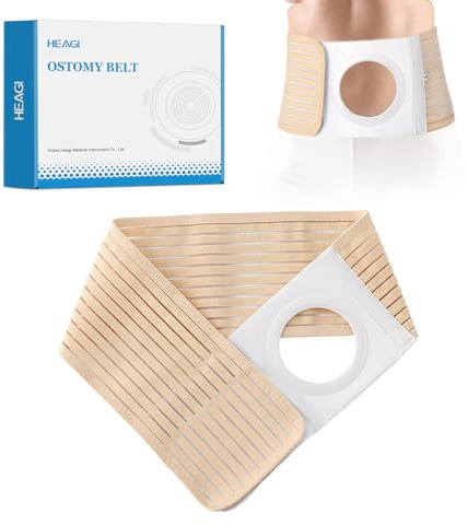Heagimed Cinturón de Ostomía Unisex, Elástica Ostomía Hernia Cinturón Colostomía Soporte Transpirable Con Abertura Cinturón Colostomía Accesorios, Ostomía Abdominal Brace Cinturón（S）