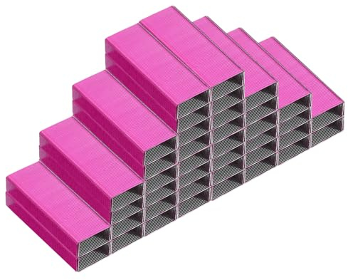 PATIKIL #10 Standard Staples, 10 Pack 10000pcs 3/16 Leg Length Flat Clinch Chisel Point Staples Jam-Free for Desk Stapler Office Desktop Home Supplies, Rose Red