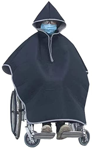 DRAISE Wheelchair Cloak Hooded Shawl,Wheelchair Poncho, Wheelchair Rain Cover Adult Waterproof, Rain Poncho for Wheelchair with Zip, Wheelchair Blanket Adult, Warm Wheelchair Poncho Cover with Hood