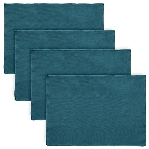Lot de 4 sets de table coton 37x50 cm HONO bleu canard