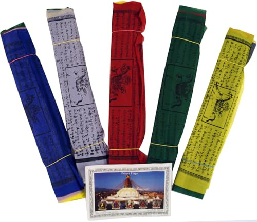 GURU SHOP Bandera de oración tibetana, 10 banderines, 1,50 M/viscosa, sintética, tamaño: 5 unidades