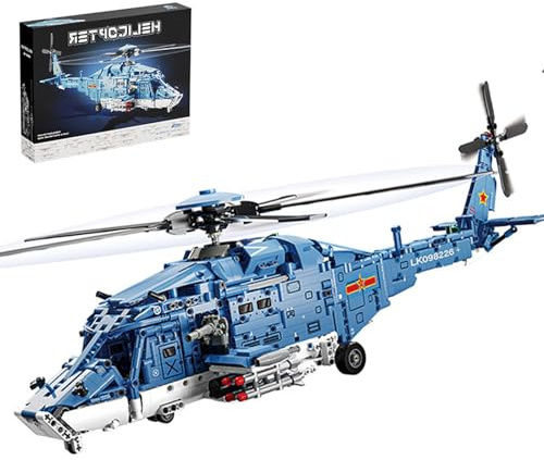 QLT Helicopter Building Block Set, Fighter Airplane Model Kits with Rotating Blades, Big Size Technic Aircraft Collection for Adults and Aviation Fans Age 14+ for Display & Gift (1711 PCS)