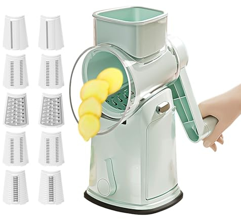 Cortador De Verduras En Rebanadas | Rallador Y Cortador Rotativo De Queso Para Cocina,Triturador De Alimentos Con Manivela Manual Para Zanahoria Cebolla Queso Fruta Patata Limon Col