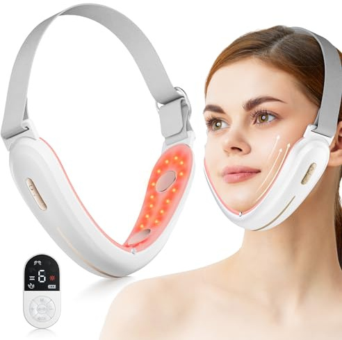 V-Face Shaping Massager Electric,ANLAN Led Facial Sculptor with 4 Modes,42°C Facial Massager Face Lifting Device,EMS Double Chin Reducer Jawline Exerciser with Remote Contro