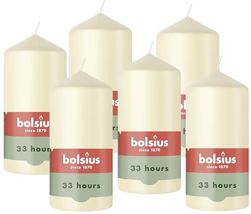 Bolsius – slätt blockljus – elfenben – 12 cm – 6 stycken – dekorativa ljus – innehåller naturligt växtvax – utan palmolja