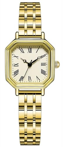 ADSBIAOYE Watches for Women Vintage Bracelet Roman Dial Square Case Gold Watch Ladies Casual Dress Analog Quartz Watch Waterproof (Gold)