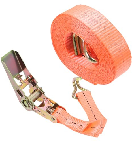 SOLUSTRE Heavy Duty Ratchet Tie down Strap 2.5cm X Polyester Cargo Binding Belt with Double Hooks for Truck and Car Luggage Securing and Motorcycle Cargo Fastening
