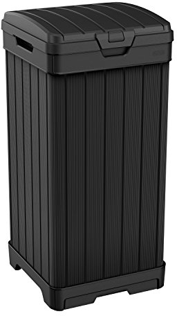 Keter Baltimore - Pattumiera da cucina in resina con coperchio e vassoio antigoccia per una facile pulizia, perfetto per cene in patio, colore: nero