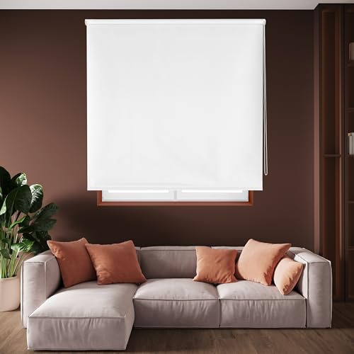 Blindecor Draco Estor enrollable opaco liso - Blanco roto, 100 x 230 cm (Ancho por Alto). Tamaño de la Tela 97 x 225 cm. Estores térmicos blackout