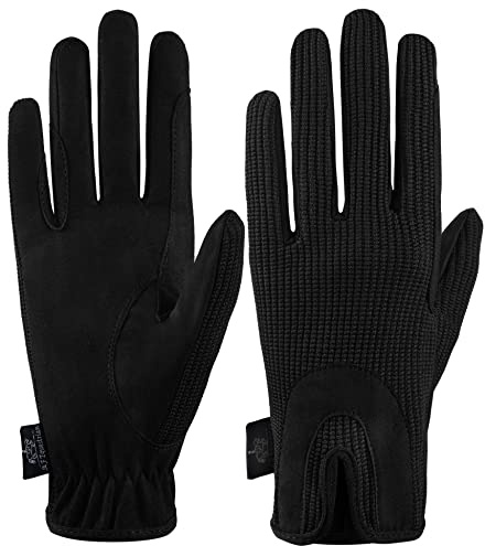 All Day Horse Riding Gloves Ladies Dublin Track Fabric Gloves Leather Equestrian