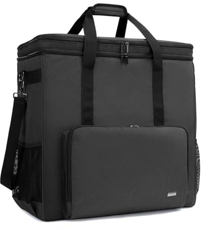 CURMIO Double-Layer PC Carrying Case, Desktop Computer Travel Bag for PC Chassis, Keyboard, Mouse and Headphone, Bag Only, Black