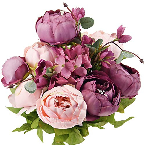 FiveSeasonStuff 1 bukett med konstgjorda blommor och hortensior/perfekt för bröllop, brud, fest, hem, kontorsinredning (blandad Fandango)