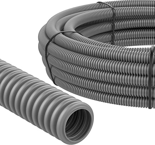 AUPROTEC 2–50 m osplittrat korrugerat rör, tomt rör för jordkabel/UV-beständigt korrugerat rör, kabelskyddsslang, grå kabelrör, innerdiameter 14 mm, längd 2