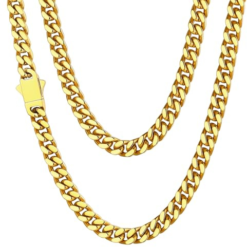 Gold Cuban Link Chain for Men Necklace for Women Pendant Hip Hop Jewelry Small Thin 5mm Gold Stainless Steel Curb