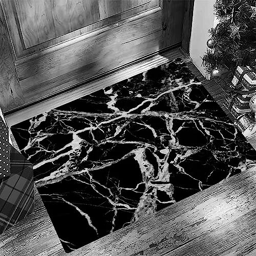 EKSED Badezimmerteppich 60x100 cm,Badematte rutschfest,Weicher Badvorleger,Hintergrund aus Marmor in Schwarz und Weiß,Mikrofaser Absorbent Badteppich für Badewanne,Dusche und Badezimmer