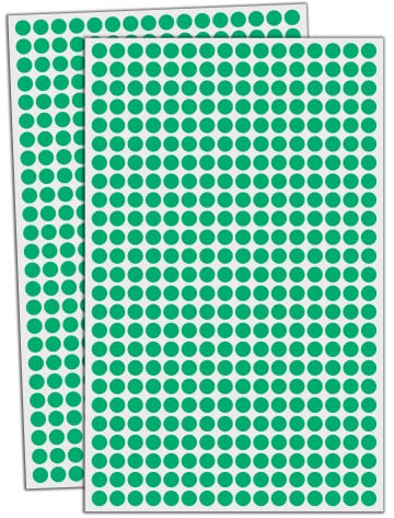 16 000 Stycken - 8mm Färgade Prickade Klistermärken Klibbiga Etiketter - Grön