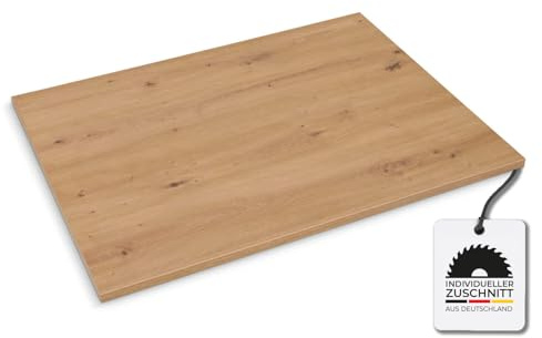 Hausfux Tischplatte nach Maß - 1,9 cm Starke Spanplatte, melaminbeschichtet, mit ABS-Kante - individueller Zuschnitt - Made in Germany (Artisan Eiche, 120 x 70 cm)
