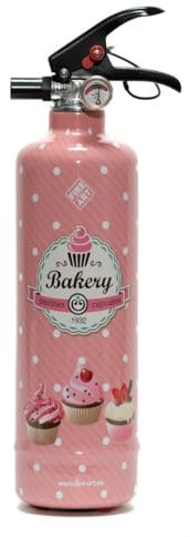 Brillibrum Design Kleiner Feuerlöscher Haushalt Dekorativ Pulverlöscher Brandklasse ABC Dekorativer Pulverfeuerlöscher Auto Verschiedene Motive Folienaufdruck (Cupcake)