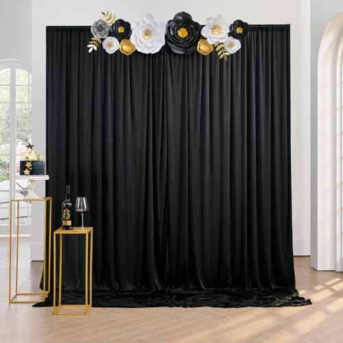 Svart fotobakgrund, 3 x 2,45 m (1,5 x 2,45 m) bröllopsdekoration, årsdag, fest, födelsedag, 2 stycken vardera, 1,5 x 2,45 m, veckfria, mjuka, silkeslena svarta gardiner för hemmet