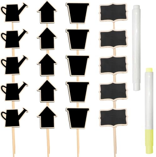 EIHI 20 pezzi etichette per piante,Etichetta per piantina,Con 2 pennarelli Lavagna in quattro forme,Etichette impermeabili,Contenitori per piante e accessori per etichettatura riutilizzabili