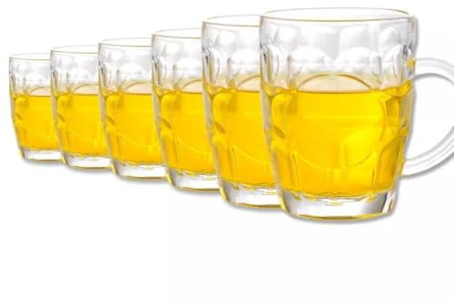 Set di 6 Bicchieri Giarre Birra con Manico 300 ml, Boccale Stile Pub, Vetro Spesso e Resistente, Alta Qualità, Lavabili in Lavastoviglie, Perfetti per Casa Bar Pub Ristoranti, Calici per Birre e Vino