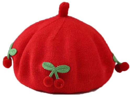 SHTGOI Boina para niñera, 1/2 unidades, algodón para bebé, gorro de invierno, calabaza, gorro de lana, gorro de punto, gorro francés, gorro cálido, gorro para niños de 1 a 2 años, rojo, 44/48 cm