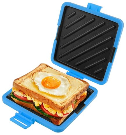 CBWERBB Microonde toastie Sandwich Maker, Silicone Microwaveable Cookware, Heatwave Technology antiaderente piatti senza fili per cucinare deliziosi panini croccanti (blu cielo)